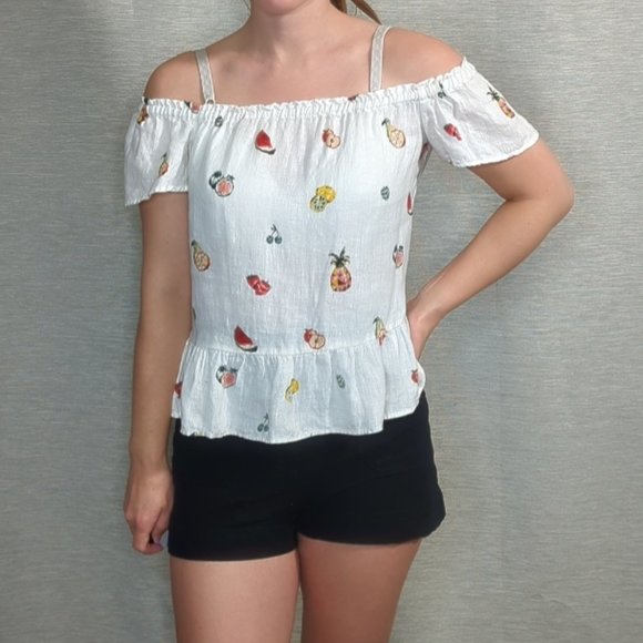 Zara Fruit Pattern Off the Shoulder top - Picture 2 of 7